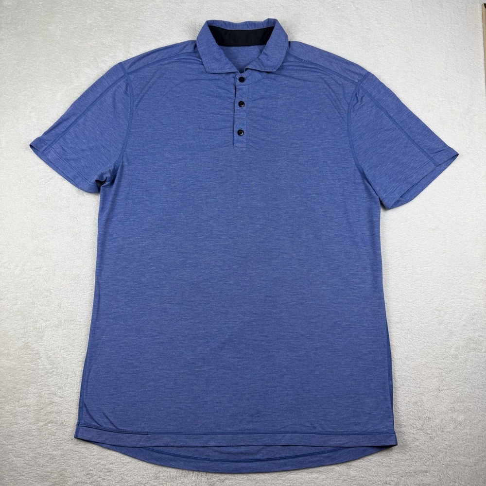 Lululemon Polo Shirt Mens XL Blue Heathered Short Sleeve Performance Golf